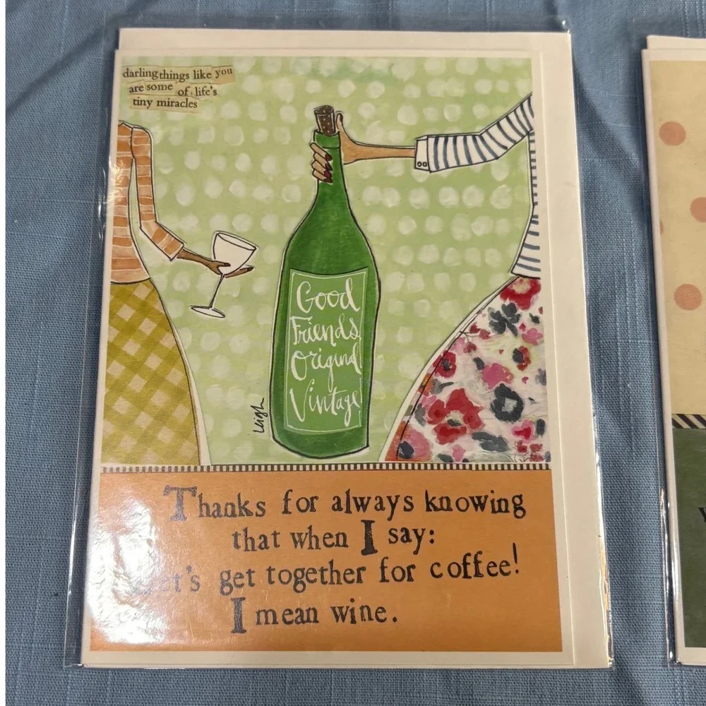 Friendship BFF Love Curly Girl Design Leigh Standley Greeting Cards 4 Whimsical
